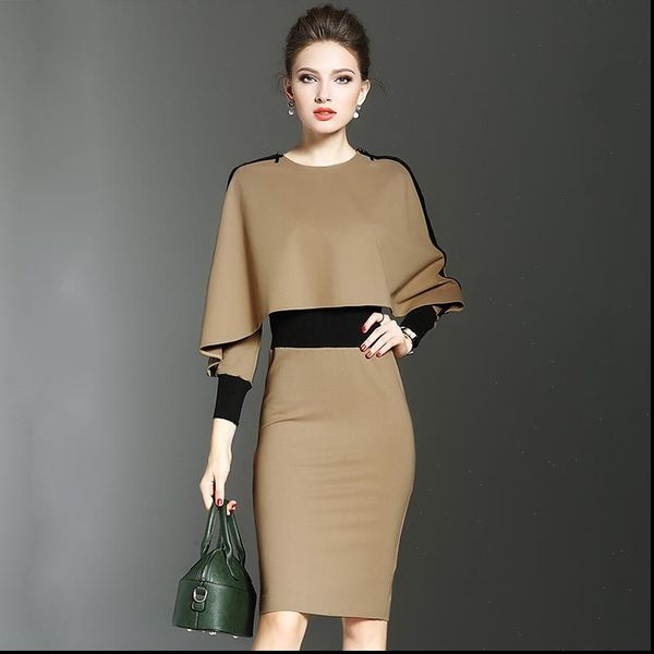 2021 autumn winter vestidos women elegant office casual long sleeve cape v neck work midi pencil professional bodycon dresses, Black;gray
2021 autumn winter vestidos women elegant office casual long sleeve cape v neck work midi pencil professional bodycon dresses, Black;gray
