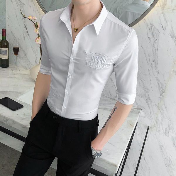 summer business formal wear office shirts for men clothing 2021 simple embroidery slim fit casual tuxedo dress 3xl, White;black
summer business formal wear office shirts for men clothing 2021 simple embroidery slim fit casual tuxedo dress 3xl, White;black