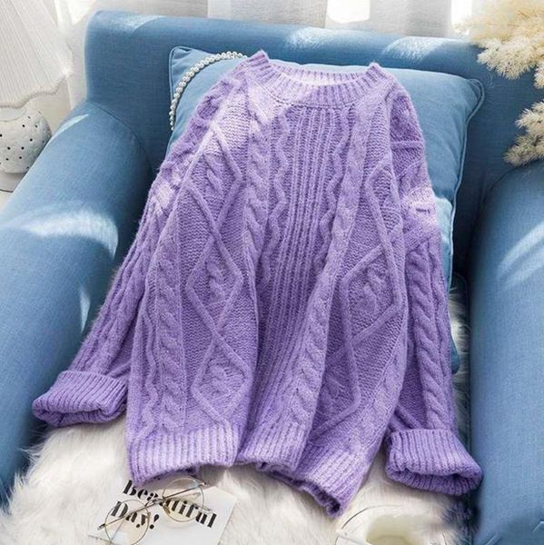 women's sweaters fdfklak loose thicken warm purple pullover sweater for women autumn winter o-neck full sleeve solid knitted jumper fem, White;black
women's sweaters fdfklak loose thicken warm purple pullover sweater for women autumn winter o-neck full sleeve solid knitted jumper fem, White;black
