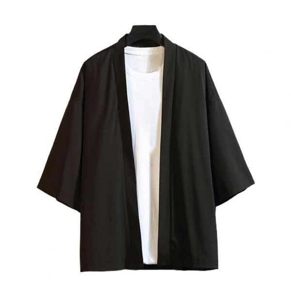 men's jackets retro men summer coat open front chinese style shirt 3/4 sleeve solid color male loose polyester outwear, Black;brown
men's jackets retro men summer coat open front chinese style shirt 3/4 sleeve solid color male loose polyester outwear, Black;brown