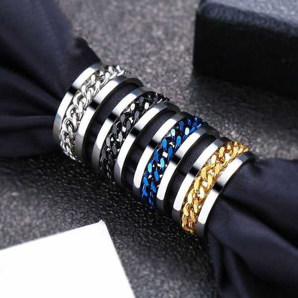 cluster rings european and american stainless steel ring men's retro chain rotating titanium trend custom open beer, Golden;silver
cluster rings european and american stainless steel ring men's retro chain rotating titanium trend custom open beer, Golden;silver