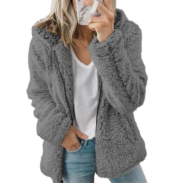 women's fur & faux winter coat women solid long sleeve zipper plush warm coats ladies streetwear casual outwear manteau femme hiver 202, Black
women's fur & faux winter coat women solid long sleeve zipper plush warm coats ladies streetwear casual outwear manteau femme hiver 202, Black