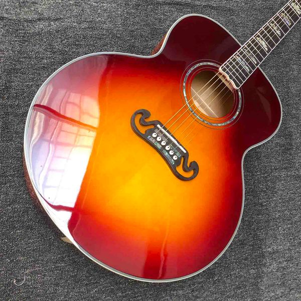 custom j200s 43 inch jumbo acoustic guitar flamed maple back side in sunburst color
custom j200s 43 inch jumbo acoustic guitar flamed maple back side in sunburst color