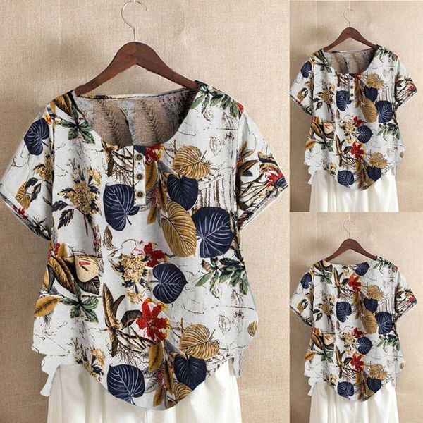 women's blouses & shirts summer 5xl o-neck short sleeve retro printed cotton and linen loose ladies plus size femme blusas, White
women's blouses & shirts summer 5xl o-neck short sleeve retro printed cotton and linen loose ladies plus size femme blusas, White