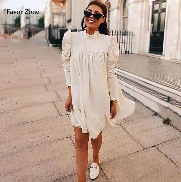 casual dresses dress autumn stand collar puff sleeve folds ruffles loose chiffon women above knee mini party white vestido, Black;gray
casual dresses dress autumn stand collar puff sleeve folds ruffles loose chiffon women above knee mini party white vestido, Black;gray