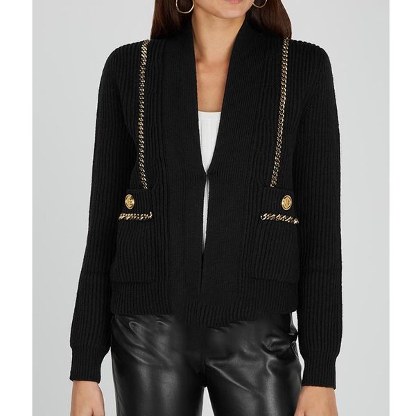 2021 new autumn runway designers mujer vintage v-neck long sleeve cardigan gold chain knitted sweater women qzb5, White;black
2021 new autumn runway designers mujer vintage v-neck long sleeve cardigan gold chain knitted sweater women qzb5, White;black