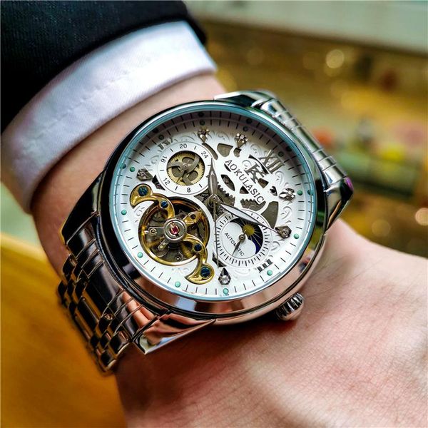 wristwatches aokulasic mens automatic watch man flying mechanical tourbillon full steel skeleton watches gents luxury relogio masculino, Slivery;brown
wristwatches aokulasic mens automatic watch man flying mechanical tourbillon full steel skeleton watches gents luxury relogio masculino, Slivery;brown