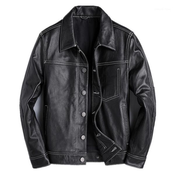 men's leather & faux spring autumn genuine jacket men 100% cowhide mens clothing vintage coat motorcycle 2021 veste hommes pph2487, Black
men's leather & faux spring autumn genuine jacket men 100% cowhide mens clothing vintage coat motorcycle 2021 veste hommes pph2487, Black