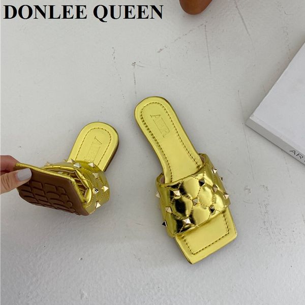 new fashion brand rivet slippers women beach slides flip flops square toe flat casual shoes fluorescent green embroidery sandals, Black
new fashion brand rivet slippers women beach slides flip flops square toe flat casual shoes fluorescent green embroidery sandals, Black