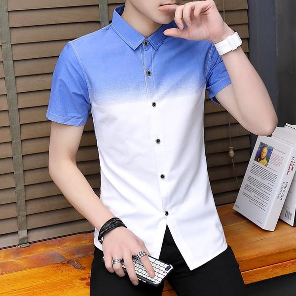 men's casual shirts summer short-sleeved for men korean slimming fashion trend gradual shirt handsome all-match half-sleeved clothes, White;black
men's casual shirts summer short-sleeved for men korean slimming fashion trend gradual shirt handsome all-match half-sleeved clothes, White;black