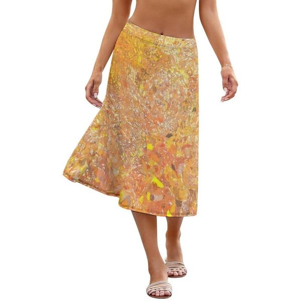 skirts wheat fields skirt daily girl polyester pattern midi, Black 
skirts wheat fields skirt daily girl polyester pattern midi, Black