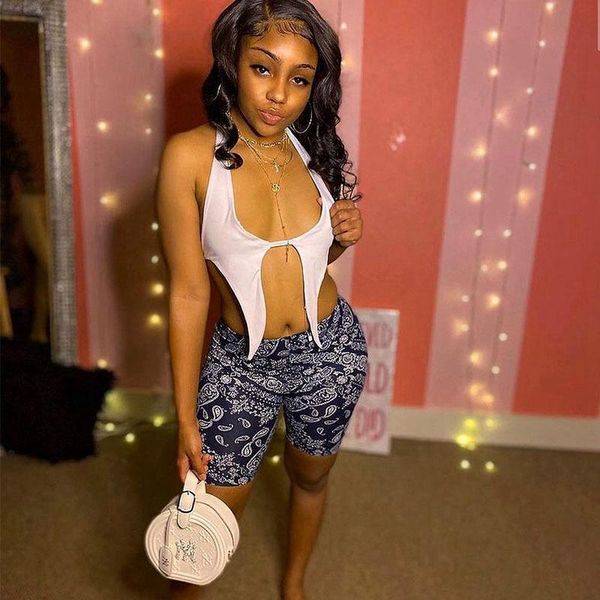 women's tracksuits summer two piece set v neck hollow out bandage crop and bandana print casual shorts fashion nightclub, Gray
women's tracksuits summer two piece set v neck hollow out bandage crop and bandana print casual shorts fashion nightclub, Gray