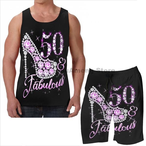 men's tracksuits summer funny print men tank women fabulous & 50 sparkly shiny heel 50th birthday beach shorts sets fitness vest, Gray
men's tracksuits summer funny print men tank women fabulous & 50 sparkly shiny heel 50th birthday beach shorts sets fitness vest, Gray
