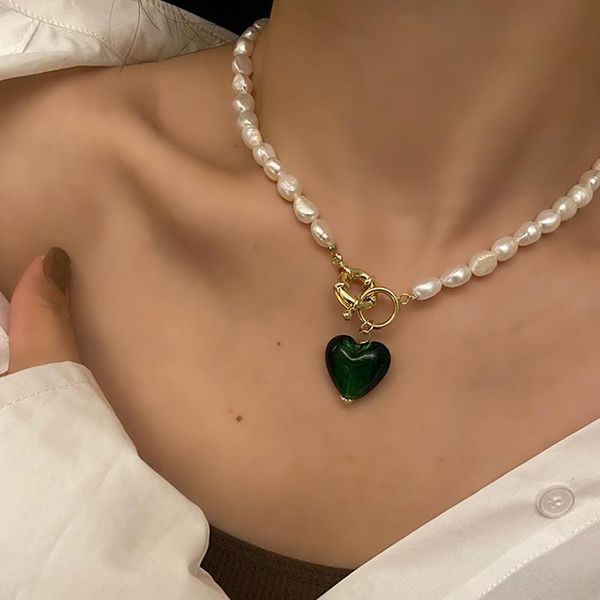 chains lifefontier natural freshwater pearl chain necklace for women vintage green heart pendant choker necklaces jewelry accessories, Silver
chains lifefontier natural freshwater pearl chain necklace for women vintage green heart pendant choker necklaces jewelry accessories, Silver
