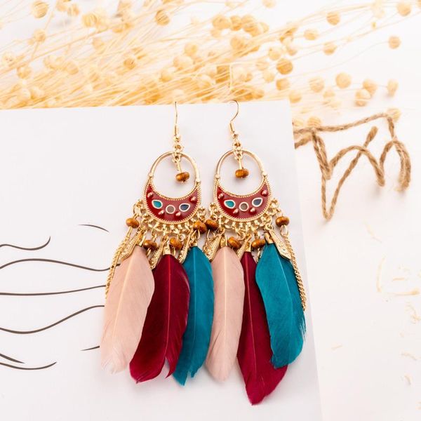stud ladies retro crescent shaped long fringed feather female earrings bohemian personality rice bead wholesale, Golden;silver
stud ladies retro crescent shaped long fringed feather female earrings bohemian personality rice bead wholesale, Golden;silver