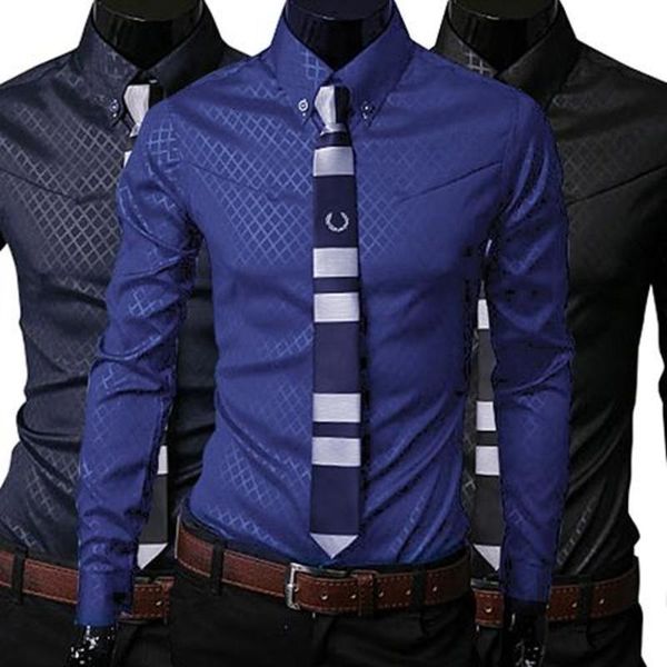 new argyle luxury men's business style soft comfort slim styles long mouwen casual shirt poison for men, White;black
new argyle luxury men's business style soft comfort slim styles long mouwen casual shirt poison for men, White;black