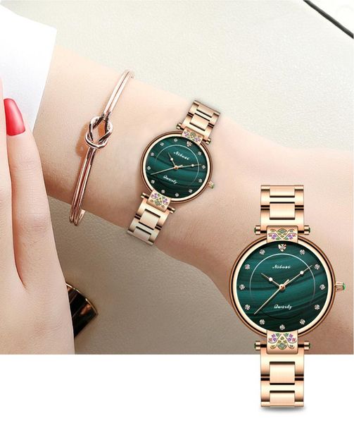 wristwatches nibosi gaiety women fashion quartz watch bracelet set green dial luxury watches simple rose gold ladies, Slivery;brown
wristwatches nibosi gaiety women fashion quartz watch bracelet set green dial luxury watches simple rose gold ladies, Slivery;brown