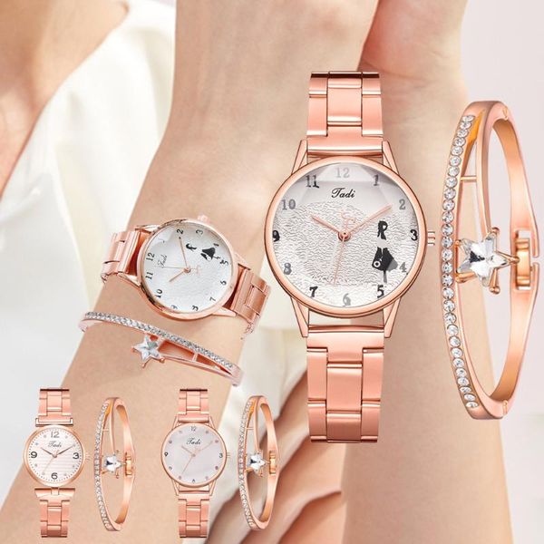 wristwatches fashion ladies steel band bracelet watch set elegant geometric minimalist ultra thin watches luxury top, Slivery;brown
wristwatches fashion ladies steel band bracelet watch set elegant geometric minimalist ultra thin watches luxury top, Slivery;brown