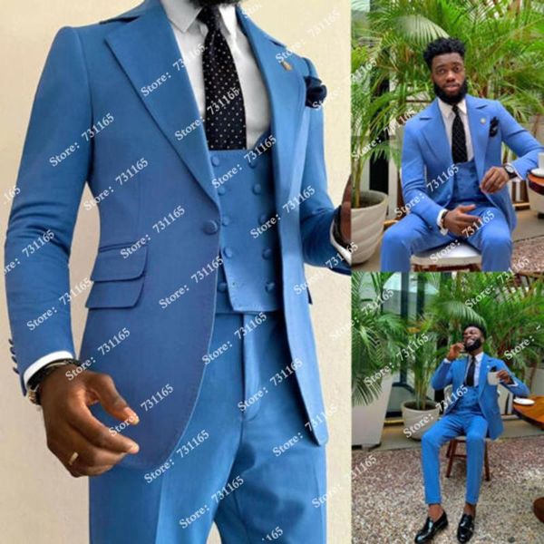 men's suits & blazers handsome blue men for wedding tuxedos custom made 3 pieces jackets+vest+pants groom wear smoking business blazer, White;black
men's suits & blazers handsome blue men for wedding tuxedos custom made 3 pieces jackets+vest+pants groom wear smoking business blazer, White;black