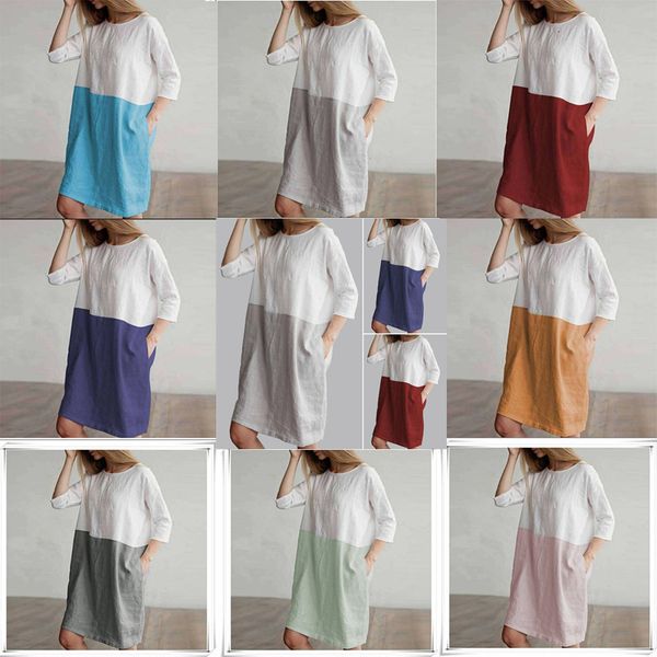 2021 new linen ladies stitching hit round neck sleeve women's elegant vintage es clothing plus y1x1, Black;gray
2021 new linen ladies stitching hit round neck sleeve women's elegant vintage es clothing plus y1x1, Black;gray