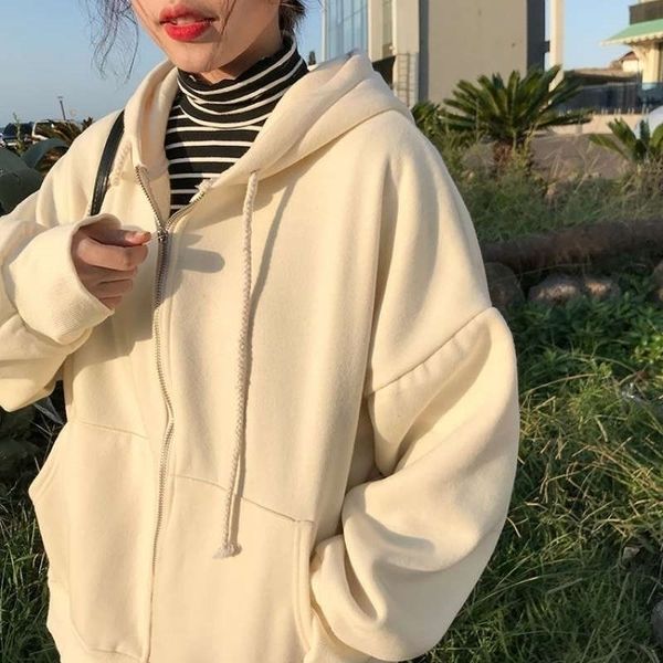 hong kong solid color cardigan coat women's autumn and winter new lazy style large size thin hooded sweater fashion, Black
hong kong solid color cardigan coat women's autumn and winter new lazy style large size thin hooded sweater fashion, Black