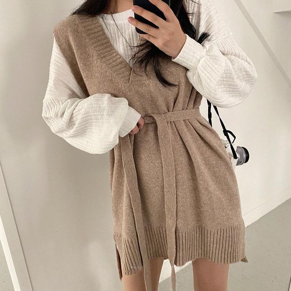 women's knits & tees loose sleeveless sweater 2021spring autumn v-neck split knitted women vest oversized korean style elegant sweaters, White
women's knits & tees loose sleeveless sweater 2021spring autumn v-neck split knitted women vest oversized korean style elegant sweaters, White