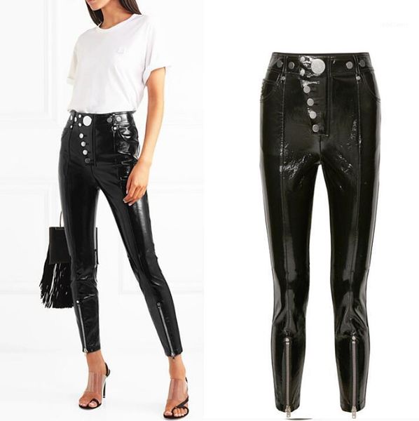 high tide punk style waist shiny pu trousers tight-fitting patent leather button zipper women pencil pants women's & capris, Black;white
high tide punk style waist shiny pu trousers tight-fitting patent leather button zipper women pencil pants women's & capris, Black;white