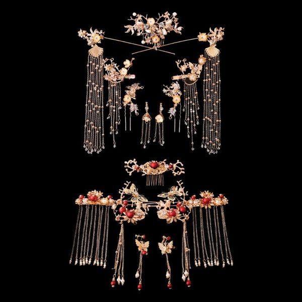 bride retro chinese style hair ornaments tassel women wedding headdress earrings set han clothing accessories, Golden;silver
bride retro chinese style hair ornaments tassel women wedding headdress earrings set han clothing accessories, Golden;silver