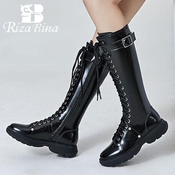 boots rizabina fashion women knee high round toe zipper cross strap punk style flat heel shoes outdoor footwear size 34-39, Black
boots rizabina fashion women knee high round toe zipper cross strap punk style flat heel shoes outdoor footwear size 34-39, Black