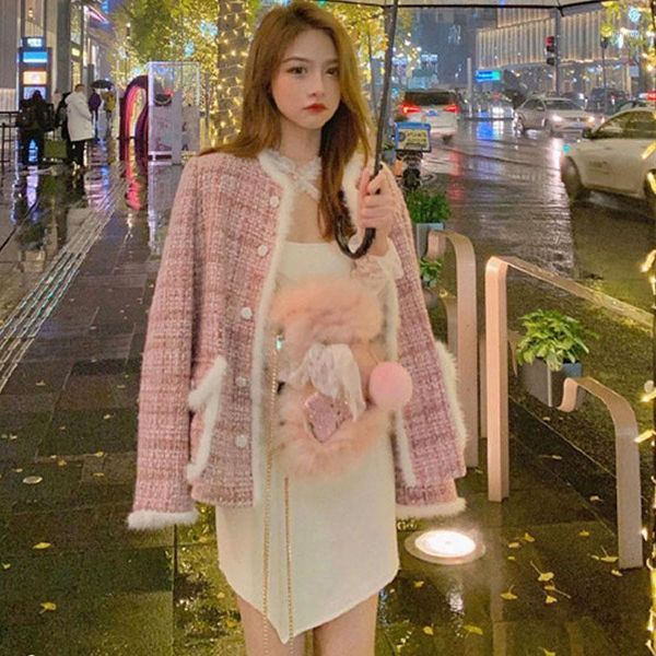 women's wool & blends winter style short thick cardigan floral pink woolen coat women sweet cute female jacket, Black
women's wool & blends winter style short thick cardigan floral pink woolen coat women sweet cute female jacket, Black