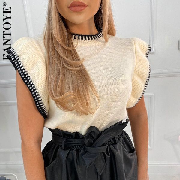 2021 new ruffles short sleeve knitted sweater vest women fashion o neck patchwork pullovers femme casual solid slim outfits ghpx, White;black
2021 new ruffles short sleeve knitted sweater vest women fashion o neck patchwork pullovers femme casual solid slim outfits ghpx, White;black