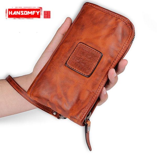 design retro genuine leather men long wallet fold multi-card zipper handbag handmade vintage brown leather wallets original hasp, Red;black
design retro genuine leather men long wallet fold multi-card zipper handbag handmade vintage brown leather wallets original hasp, Red;black