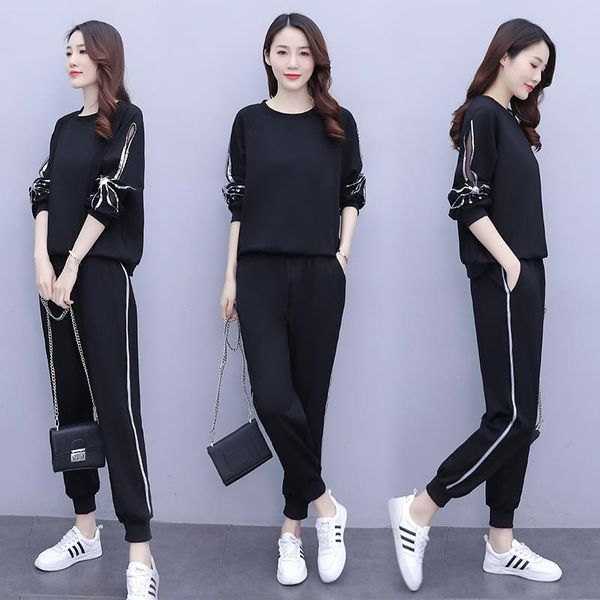 women's two piece pants plus size fashion two-piece set casual pants loose tracksuits survetement femme 2 year-old female costume, White
women's two piece pants plus size fashion two-piece set casual pants loose tracksuits survetement femme 2 year-old female costume, White