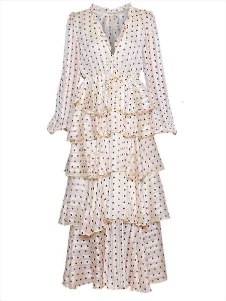 runway summer polka dot women dress midi v neck tiered ruffles vacation party cake long dresses female, Black;gray
runway summer polka dot women dress midi v neck tiered ruffles vacation party cake long dresses female, Black;gray