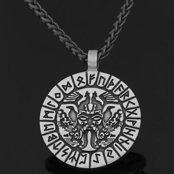 pendant necklaces religious double-sided engraved viking letter rune odin head round metal necklace, Silver
pendant necklaces religious double-sided engraved viking letter rune odin head round metal necklace, Silver