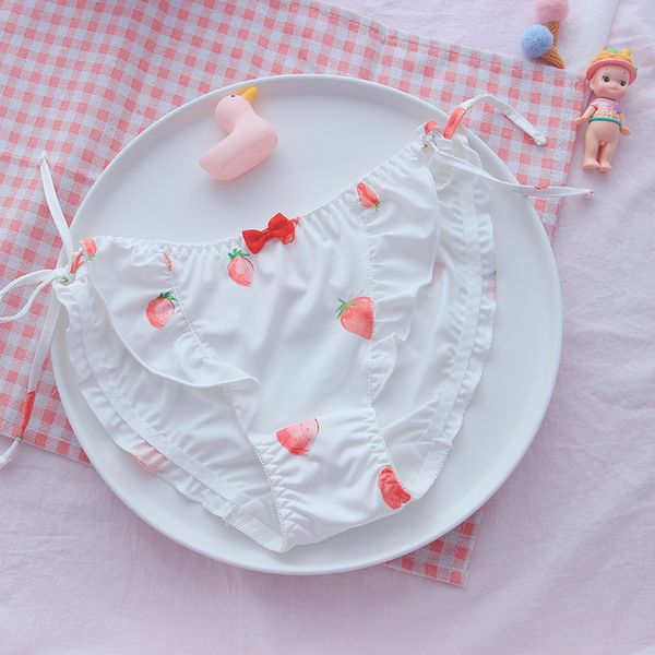 japanese sweet kawaii underwear strawberry print womens mid-waist panties super soft milk silk cute girly lace-up briefs, Red;black
japanese sweet kawaii underwear strawberry print womens mid-waist panties super soft milk silk cute girly lace-up briefs, Red;black