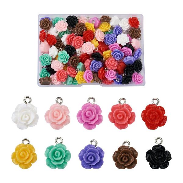 charms 100pcs resin opaque floral dangle rose flower pendants mixed color 16x13mm for earrings necklaces jewelry crafts making, Bronze;silver
charms 100pcs resin opaque floral dangle rose flower pendants mixed color 16x13mm for earrings necklaces jewelry crafts making, Bronze;silver
