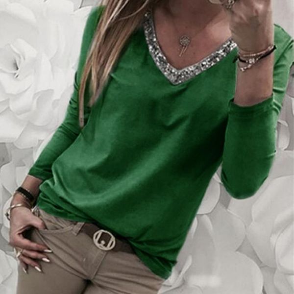 women's t-shirt women v neck casual green tee shirt autumn long sleeve diamond bling elegant t female daily spring 2021 solid color, White
women's t-shirt women v neck casual green tee shirt autumn long sleeve diamond bling elegant t female daily spring 2021 solid color, White