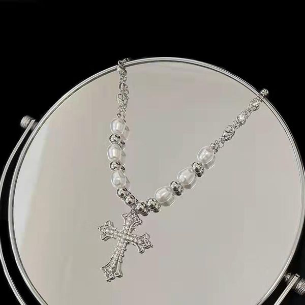 pendant necklaces fashion vintage pearl cross necklace kpop boho anime gothic accessories cute charm body jewelry streetwear choker., Silver
pendant necklaces fashion vintage pearl cross necklace kpop boho anime gothic accessories cute charm body jewelry streetwear choker., Silver