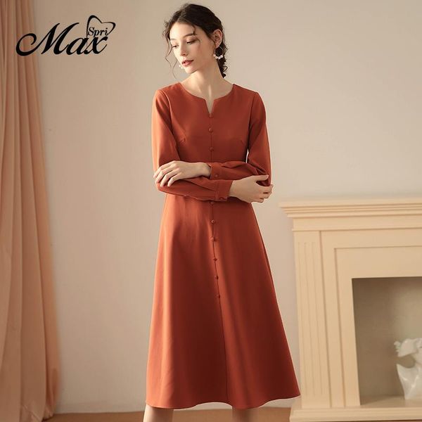 casual dresses max spri office women round neck long sleeve button dress 2021 autumn simple slim belt a line midi, Black;gray
casual dresses max spri office women round neck long sleeve button dress 2021 autumn simple slim belt a line midi, Black;gray