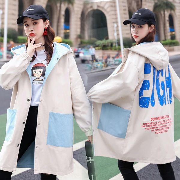 women's trench coats windbreaker coat fashion spring autumn casual tooling jacket korean hooded harajuku letter printing loose, Tan;black
women's trench coats windbreaker coat fashion spring autumn casual tooling jacket korean hooded harajuku letter printing loose, Tan;black