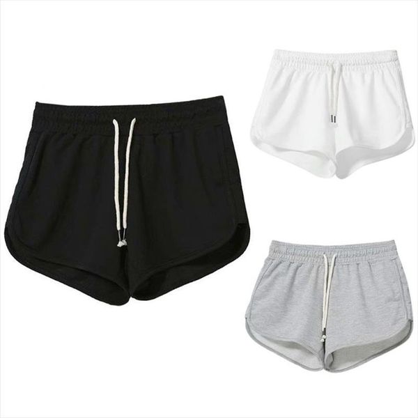 summer workout dolphin hem women shorts drawstring waist fitness booty solid color running activewear, White;black
summer workout dolphin hem women shorts drawstring waist fitness booty solid color running activewear, White;black