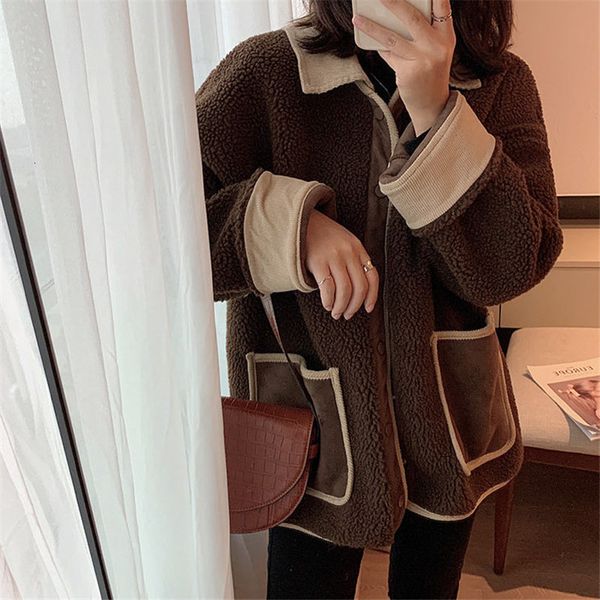2021 patchwork retro warm jackets new streetwear thicken gentle women chic coats ywwt, Black;brown 
2021 patchwork retro warm jackets new streetwear thicken gentle women chic coats ywwt, Black;brown
