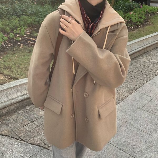 2021 new streetwear woolen hooded thicken gentle retro warm jackets women chic coats yjnx, Black;brown
2021 new streetwear woolen hooded thicken gentle retro warm jackets women chic coats yjnx, Black;brown