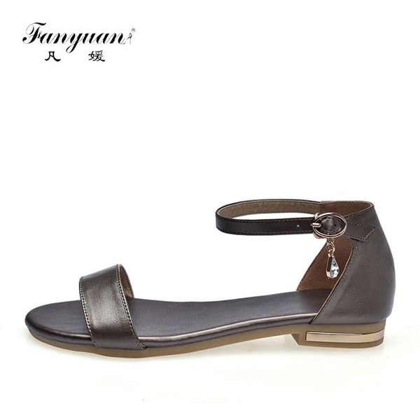 women genuine leather sandals quality brand cross band fashion buckle flats summer shoes for women plus size 33-42, Black
women genuine leather sandals quality brand cross band fashion buckle flats summer shoes for women plus size 33-42, Black