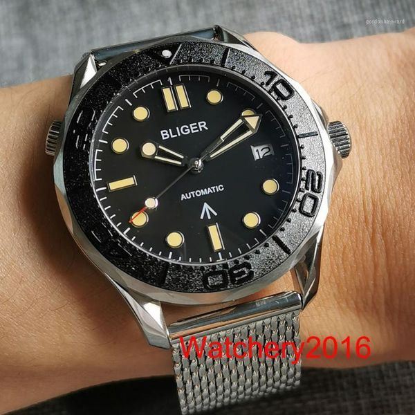 41mm black dial nh35a automatic men business watch alloy insert steel bracelet luminous marks unidirectional bezel ring wristwatches, Slivery;brown
41mm black dial nh35a automatic men business watch alloy insert steel bracelet luminous marks unidirectional bezel ring wristwatches, Slivery;brown