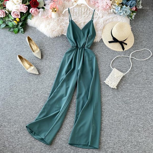 women summer strap long pants jumpsuits loose beach cami overalls boho sleeveless solid chiffon wide leg rompers, Black;white
women summer strap long pants jumpsuits loose beach cami overalls boho sleeveless solid chiffon wide leg rompers, Black;white