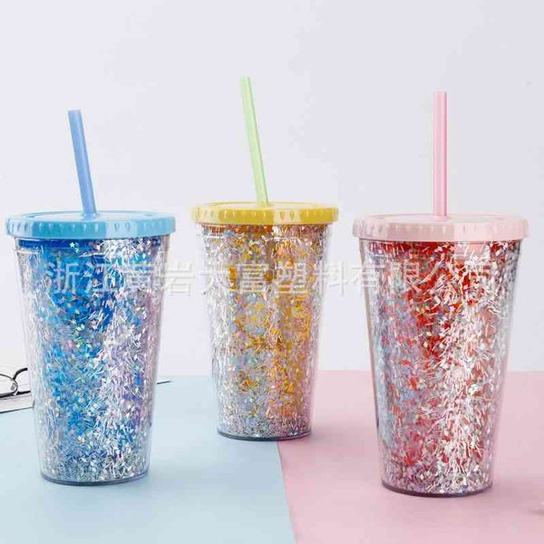 Double layer straw Dafu creative flash powder PVC paper Korean plastic handy personality water cup, White
Double layer straw Dafu creative flash powder PVC paper Korean plastic handy personality water cup, White