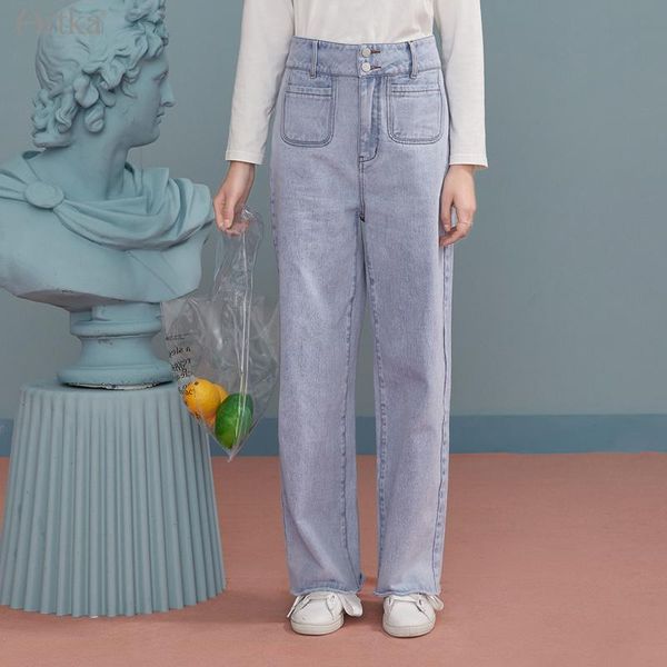artka 2021 spring new women jeans fashion casual high waist denim trousers loose straight wide leg jeans women pants kn20300q, Blue
artka 2021 spring new women jeans fashion casual high waist denim trousers loose straight wide leg jeans women pants kn20300q, Blue