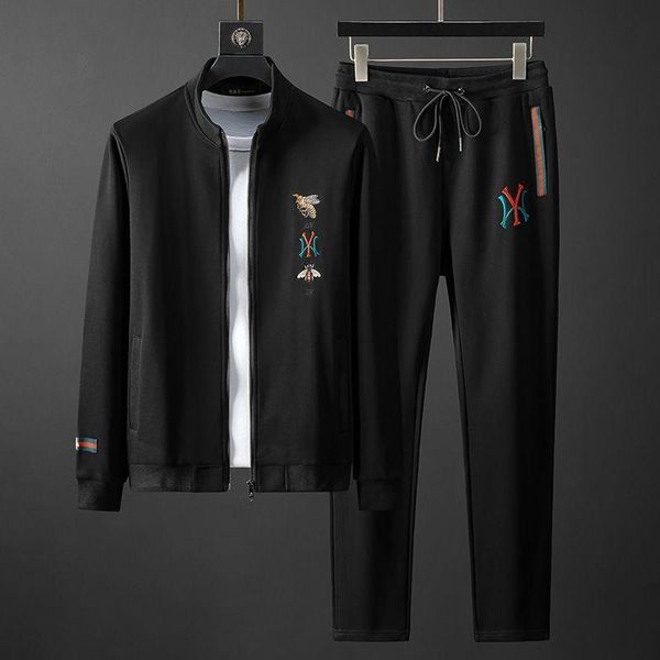men's tracksuits embroidered fashion suit stand collar cardigan sweater coat autumn style trendy and casual sports two-piece set, Gray
men's tracksuits embroidered fashion suit stand collar cardigan sweater coat autumn style trendy and casual sports two-piece set, Gray